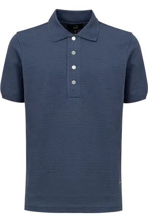 Dunhill Homme, Tops, Bleu, Taille: M Polo Bleu en Cachemire avec Fermeture à Boutons Frontale