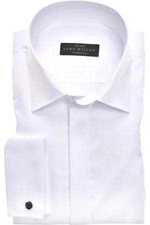 john miller Homme, Chemises, Blanc, Taille: L Chemise Blanche à Manches Longues et Coupe Ajustée