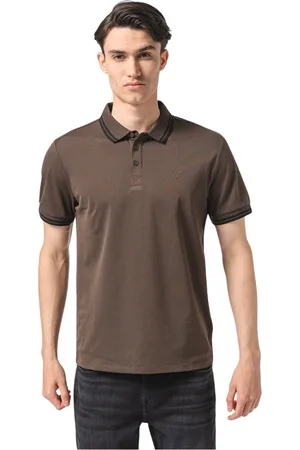Guess Homme, Tops, Brun, Taille: S Polo en Piqué de Coton Stretch