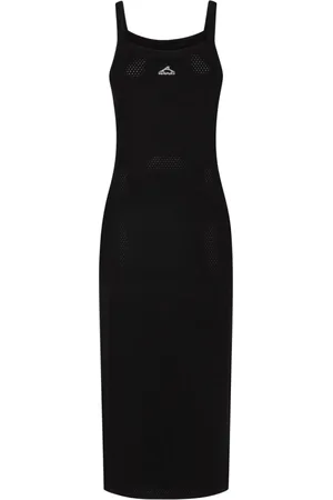 Alexander Wang Femme, Robes, Noir, Taille: 42 FR Robe Longue Noire avec Logo Imprimé