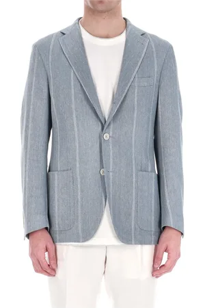 ELEVENTY Homme, Vestes, Bleu, Taille: L Veste Confortable en Lin-Coton Bleu Clair