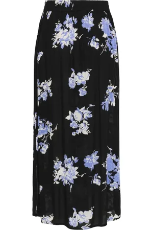 Kaffe Femme, Jupes, Multicolore, Taille: 42 FR Jupe A-line Florale Noir/Bleu