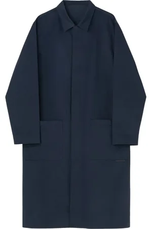 MARSÈLL Homme, Manteaux, Bleu, Taille: XS Manteau Long Bleu Foncé avec Fermeture Cachée