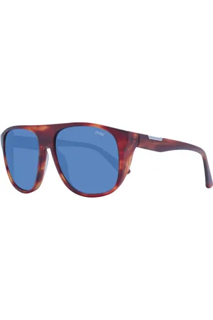 BMW Unisex, Accessoires, Brun, Taille: ONE Size Lunettes de Soleil Homme Marron Rondes Verres Bleus