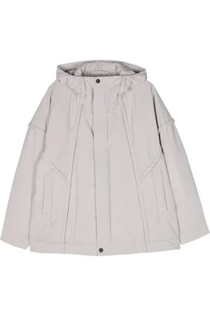 Issey Miyake Homme, Vestes, Gris, Taille: L Veste à capuche rembourrée en gris frais