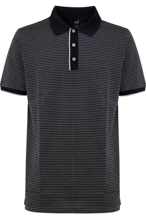 Dunhill Homme, Tops, Bleu, Taille: M Polo en Coton Bleu Marine Jacquard