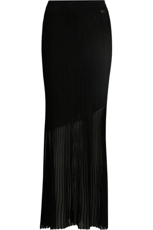 HUGO BOSS Femme, Robes, Noir, Taille: 42 FR Élégante jupe midi à structure ottoman