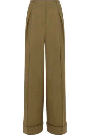 Blugirl Femme, Pantalons, Vert, Taille: 40 FR Pantalon Large en Lin