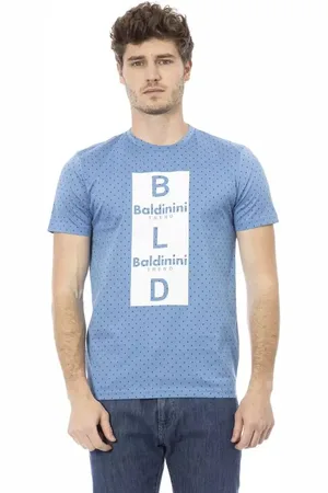 BALDININI Homme, Tops, Bleu, Taille: M T-shirt en coton bleu clair élégant
