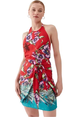 Guess Femme, Robes, Multicolore, Taille: 38 FR Robe Florale Slim Dos Nu