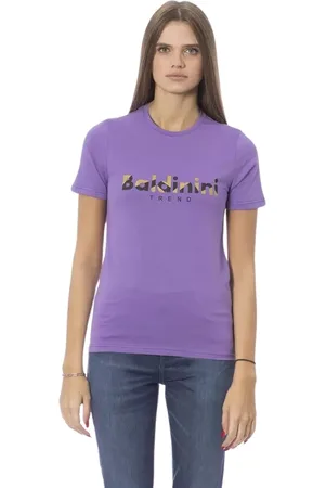 BALDININI Femme, Tops, Violet, Taille: 42 FR T-shirt Chic Violet en Coton