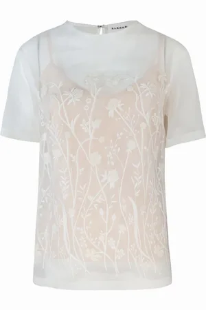 P.A.R.O.S.H. Femme, Blouses et Chemises, Blanc, Taille: 40 FR Chemise superposée en soie florale