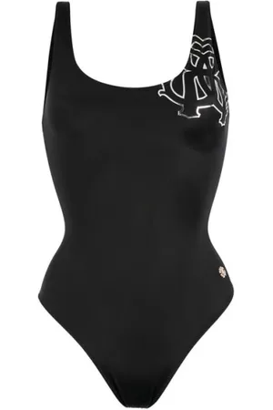 Roberto Cavalli Femme, Maillots de bain, Noir, Taille: 40 FR Maillot de bain monogramme à dos échancré