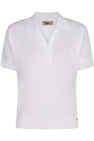 HERNO Femme, Tops, Blanc, Taille: 40 FR Polo avec Détail du Logo