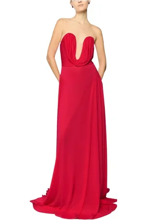 GENNY Femme, Robes, Rouge, Taille: 38 FR Robe Rouge en Tulle Transparent Drapé