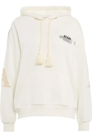 Al Ain Femme, Sweatshirts et sweats à capuche, Blanc, Taille: 36 FR Sweat à capuche avec impression au dos et patchs