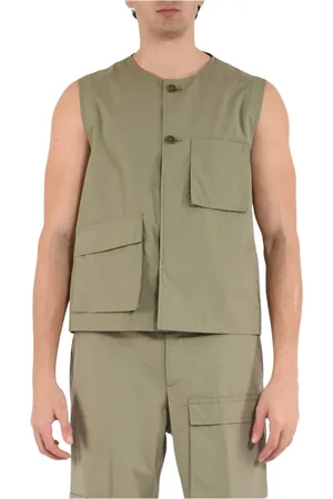 COSTUMEIN Homme, Vestes, Vert, Taille: L Gilet en coton à poches multiples