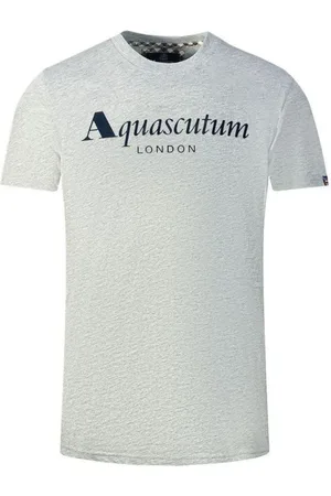 Aquascutum Homme, Tops, Gris, Taille: S T-shirt en coton avec drapeau Union Jack