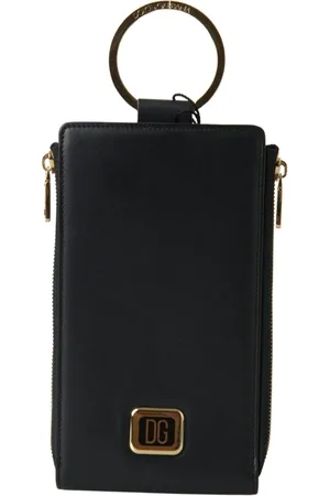 Dolce & Gabbana Homme, Accessoires, Noir, Taille: ONE Size Porte-Cartes en Cuir Noir avec Fermeture Éclair Dorée