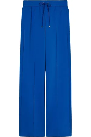 Persona by Marina Rinaldi Femme, Pantalons, Bleu, Taille: 42 FR Pantalon Large en Mélange de Coton Confortable et Élégant