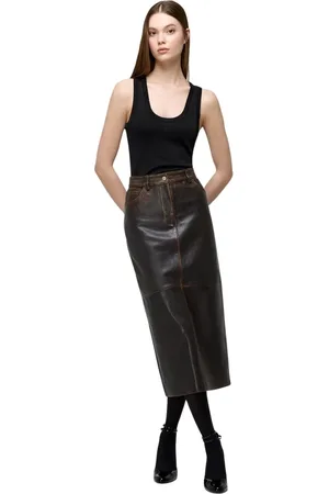 VSP Femme, Jupes, Brun, Taille: 36 FR Fanny - Jupe en cuir marron