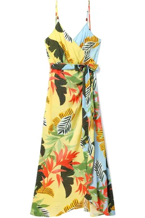 Desigual Femme, Robes, Multicolore, Taille: 42 FR Robe Midi Tropicale Collection Printemps/Été