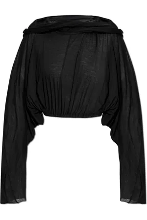 Rick Owens Femme, Blouses et Chemises, Noir, Taille: ONE Size Top Cropped Hooded Tunic