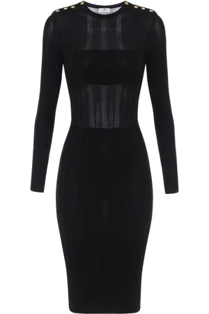 Elisabetta Franchi Femme, Robes, Noir, Taille: 38 FR Robe Midi Noire pour Femmes