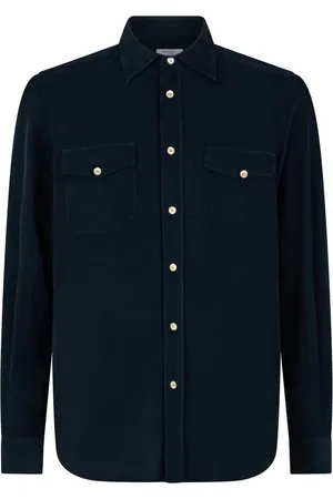Boglioli Homme, Chemises, Bleu, Taille: M Chemise Western en Velours Côtelé pour Bébé