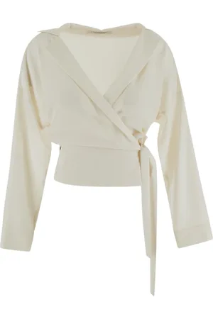 Serafini Femme, Blouses et Chemises, Blanc, Taille: 38 FR Haut à manches longues avec fermeture à lacets pour femmes