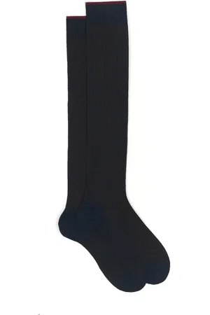 Gallo Homme, Sous-vêtements, Bleu, Taille: S Chaussettes longues en coton pour hommes marine/tabac twin rib..