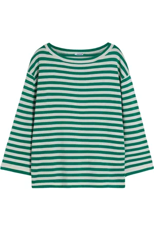 Aspesi Femme, Tops, Vert, Taille: 38 FR Pull à rayures col rond manches longues