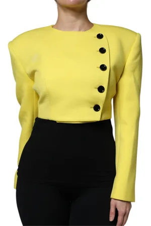 Dolce & Gabbana Femme, Vestes, Jaune, Taille: 36 FR Manteau en laine jaune à manches longues