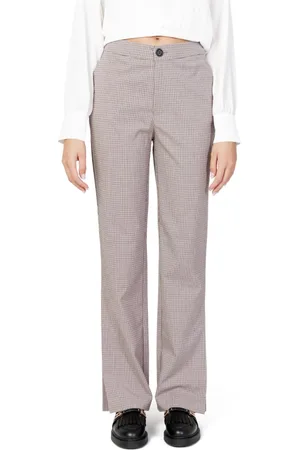 ONLY Femme, Pantalons, Multicolore, Taille: 38 FR L32 Pantalon Beige à Carreaux avec Poches