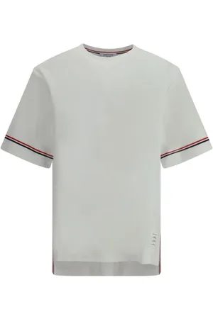 Thom Browne Homme, Tops, Gris, Taille: M T-shirt à bandes emblématiques