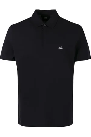 C.P. Company Homme, Tops, Bleu, Taille: XL Polo en Piqué de Coton avec Détails Côtelés