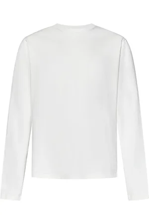Jil Sander Homme, Tops, Blanc, Taille: XL T-shirts et Polos Blancs avec Patch en Cuir