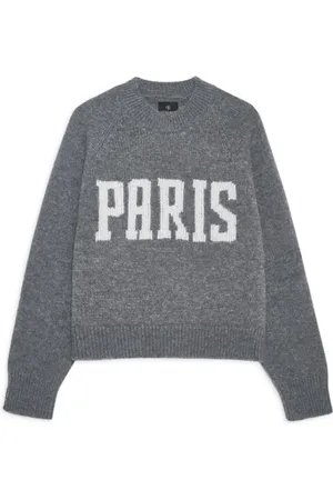 ANINE BING Femme, Pulls, Gris, Taille: 38 FR Pull universitaire en charbon
