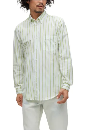 HUGO BOSS Homme, Chemises, Vert, Taille: S Chemise à Manches Longues en Coton