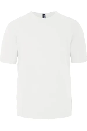 Bomboogie Homme, Tops, Blanc, Taille: L Pull à Manches Courtes et Col Rond en Point de Stockinette