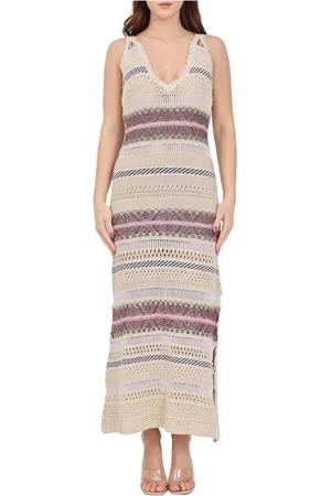 AKEP Femme, Robes, Multicolore, Taille: 38 FR Robe Longue en Tricot avec Fibres Métalliques