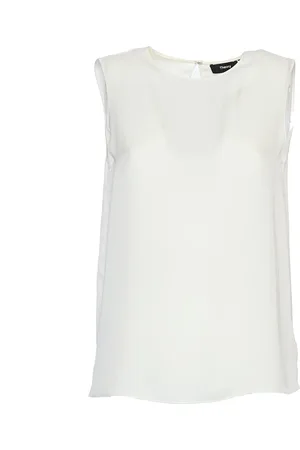 THEORY Femme, Tops, Blanc, Taille: 40 FR Haut en Georgette de Soie Ivoire