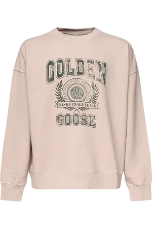 Golden Goose Homme, Sweatshirts et sweats à capuche, Rose, Taille: S Pull Rose en Coton Col Rond avec Imprimé sur le Devant