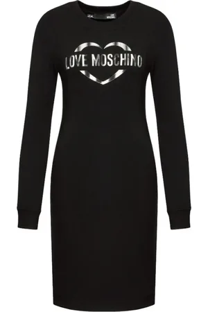 Moschino Femme, Robes, Noir, Taille: 42 FR Robe Moderne en Coton avec Logo