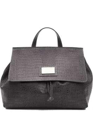 POMPEI DONATELLA Femme, Sacs, Gris, Taille: ONE Size Sac à Dos Sac à Main Cuir Imprimé Croco