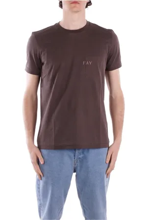 FAY Homme, Tops, Brun, Taille: L T-shirt avec poche logo Coupe régulière