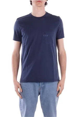 FAY Homme, Tops, Bleu, Taille: XL T-shirt avec logo et poche frontale Coupe régulière