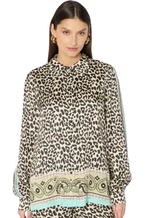 Berenice Femme, Blouses et Chemises, Brun, Taille: 40 FR Chemise Élégante à Imprimé Léopard