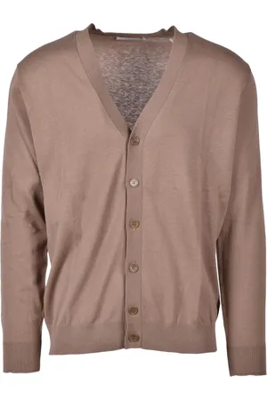 KANGRA CASHMERE Homme, Pulls, Brun, Taille: S Cardigan Coton Lin