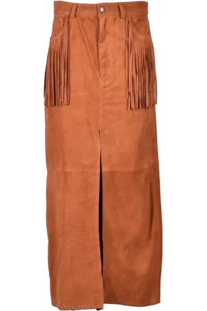 FARFETCH Femme, Jupes, Brun, Taille: 38 FR Gonna pelle